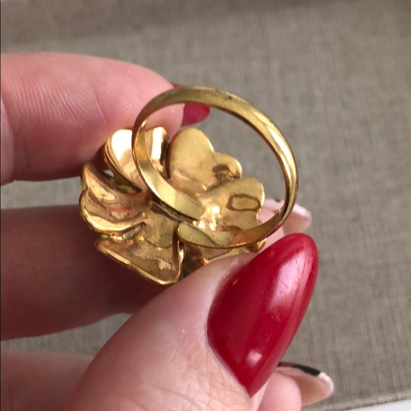 Stella & Dot Yellow Enamel Flower Ring - Picture 3 of 3